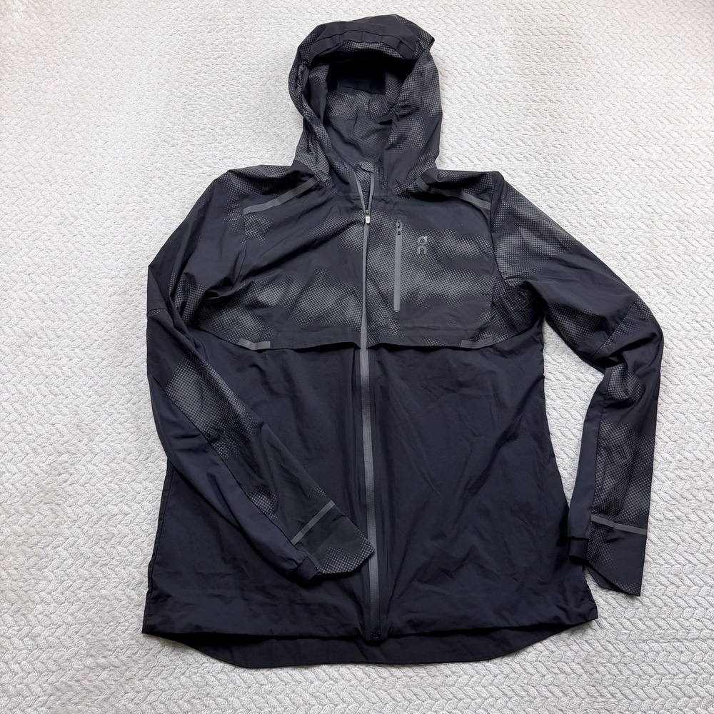 Womens ON Cloud Running Weather Jacket size XL Packable Lightweight Black - Picture 3 of 12